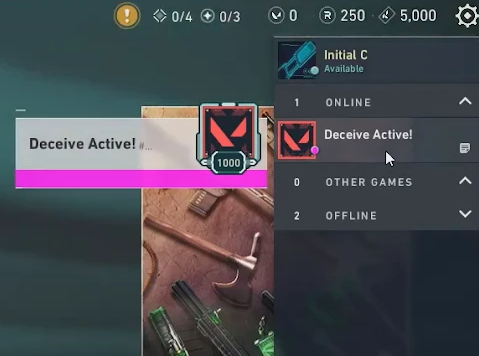 Valorant client with Deceive active
